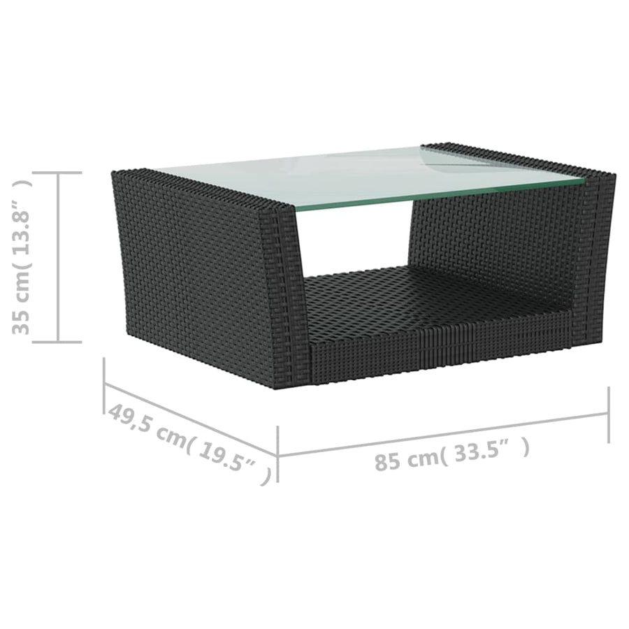 -Delige Loungeset Met Kussens Poly Rattan 8 Zwart
