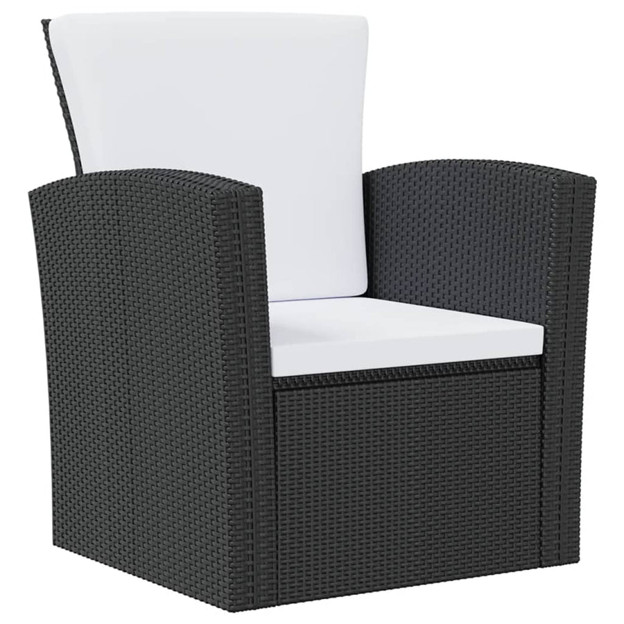 -Delige Loungeset Met Kussens Poly Rattan 16 Zwart