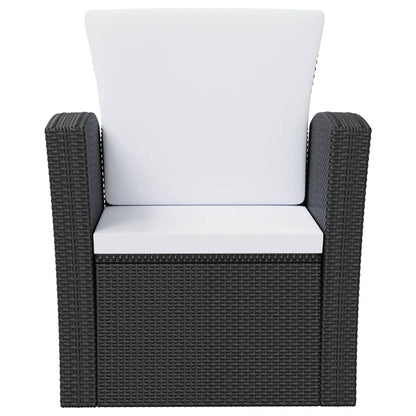 -Delige Loungeset Met Kussens Poly Rattan 16 Zwart