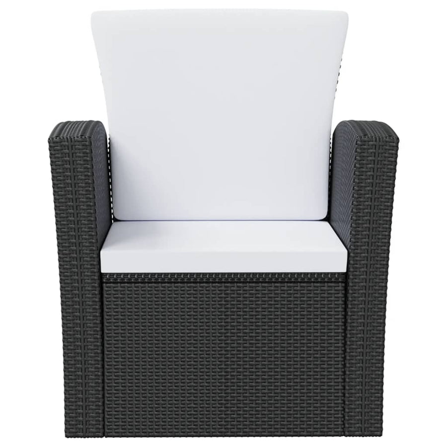 -Delige Loungeset Met Kussens Poly Rattan 16 Zwart