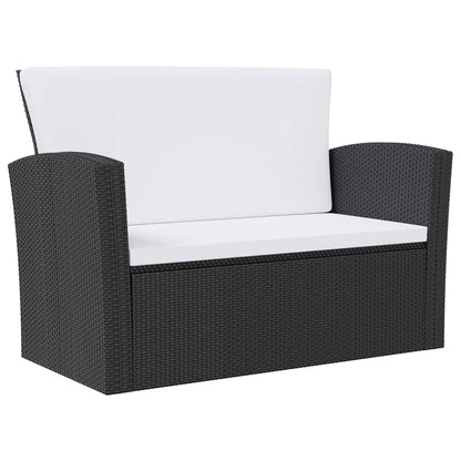 -Delige Loungeset Met Kussens Poly Rattan 16 Zwart