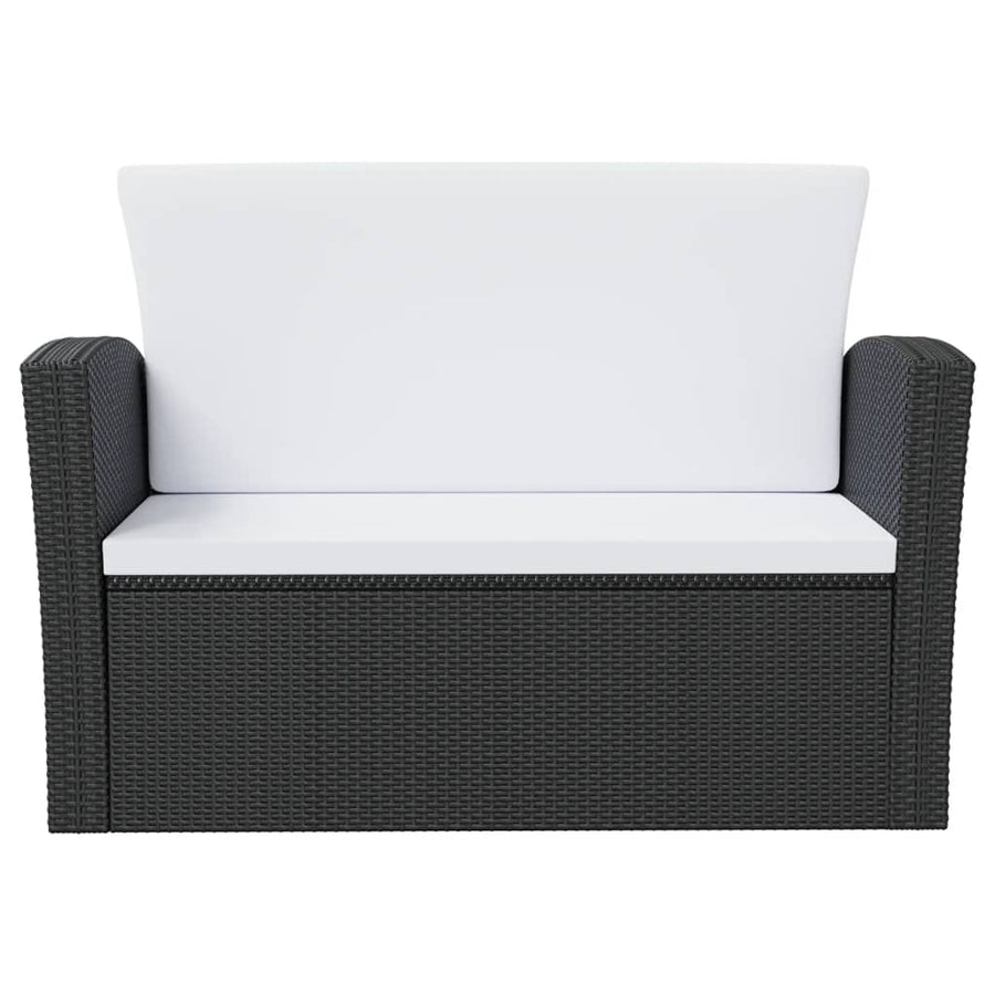 -Delige Loungeset Met Kussens Poly Rattan 16 Zwart