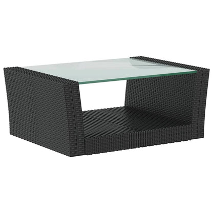 -Delige Loungeset Met Kussens Poly Rattan 16 Zwart