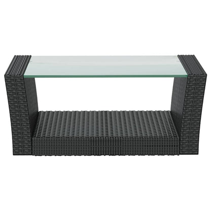 -Delige Loungeset Met Kussens Poly Rattan 16 Zwart
