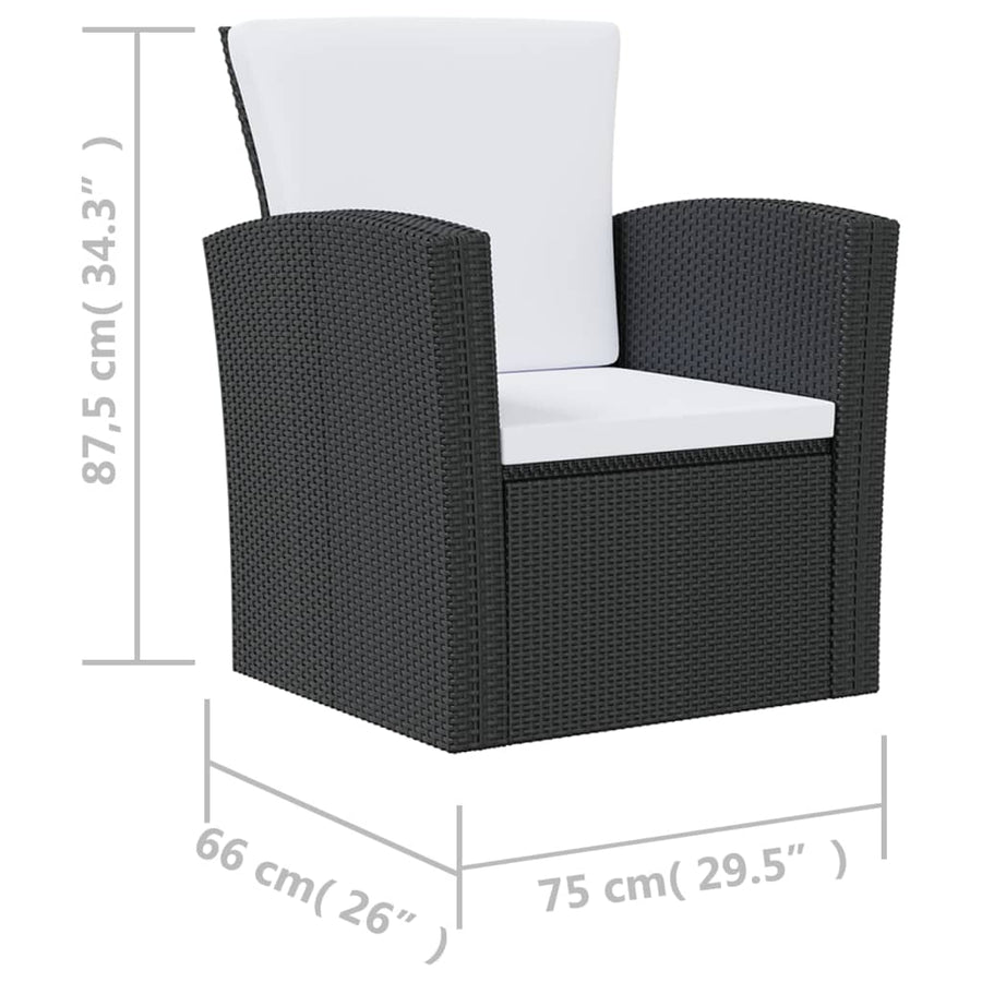 -Delige Loungeset Met Kussens Poly Rattan 16 Zwart