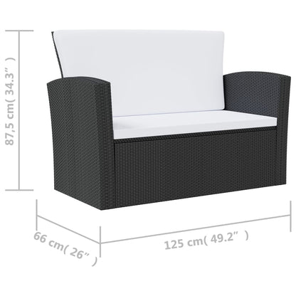 -Delige Loungeset Met Kussens Poly Rattan 16 Zwart