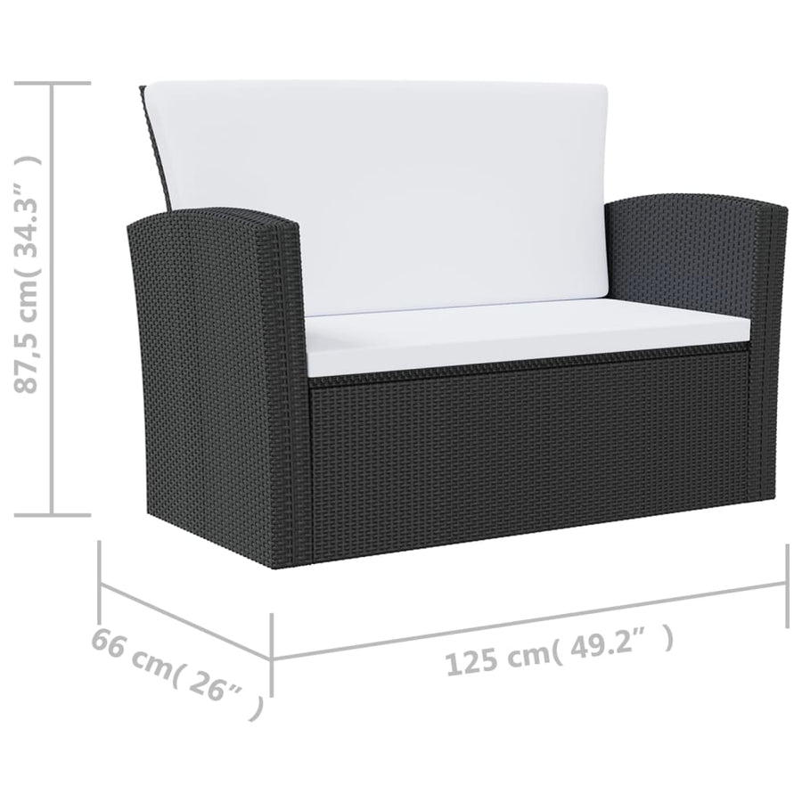 -Delige Loungeset Met Kussens Poly Rattan 16 Zwart