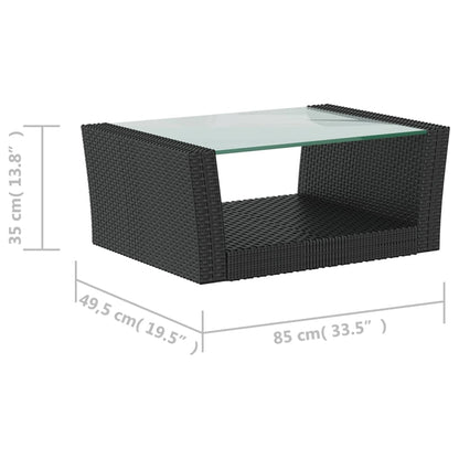 -Delige Loungeset Met Kussens Poly Rattan 16 Zwart