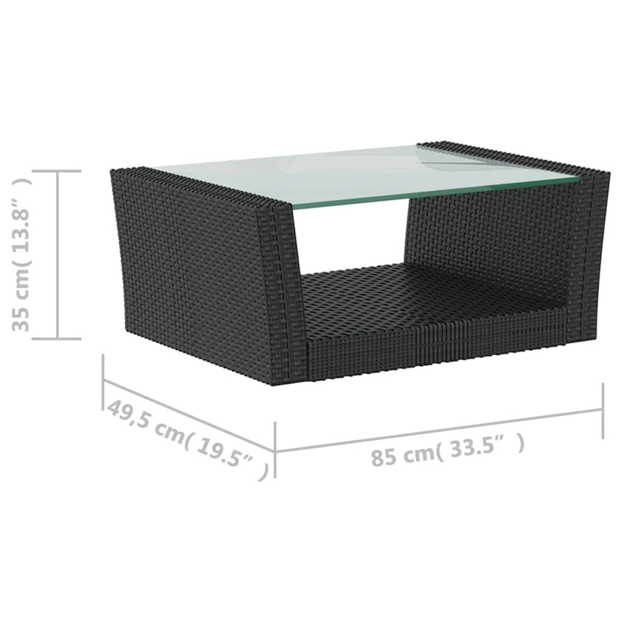 -Delige Loungeset Met Kussens Poly Rattan 16 Zwart