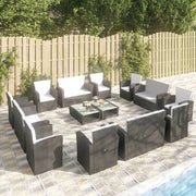 Loungeset 16-delig poly rattan zwart