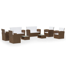-Delige Loungeset Met Kussens Poly Rattan 8 Bruin
