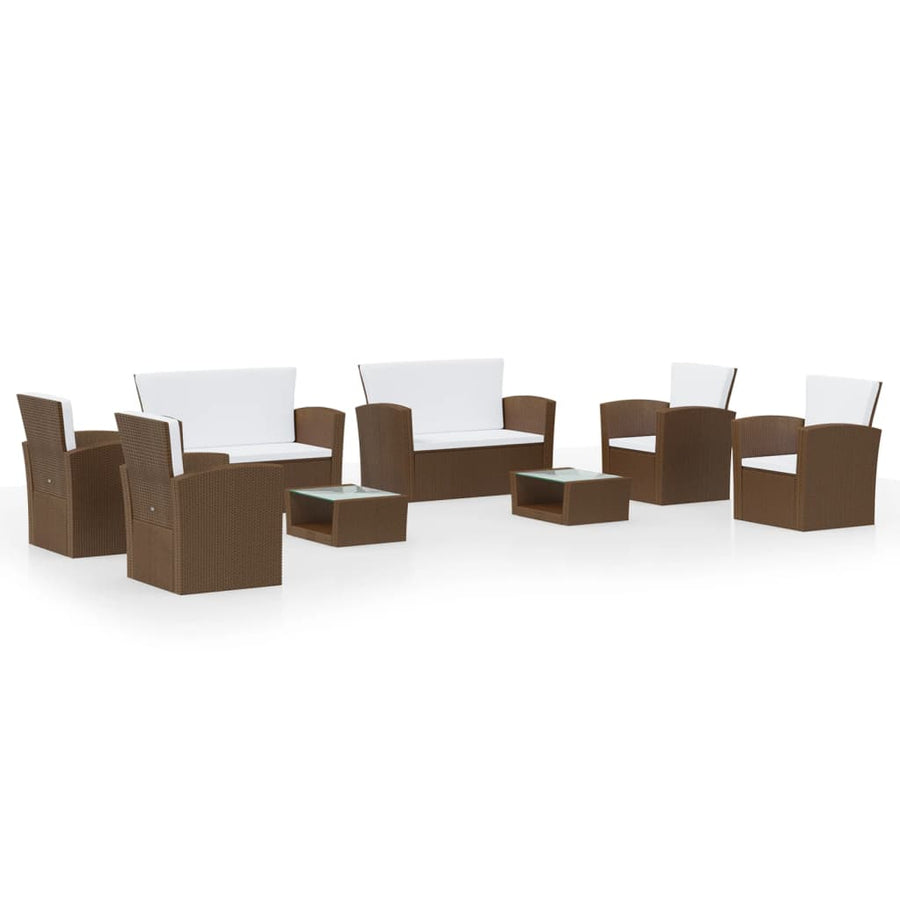 -Delige Loungeset Met Kussens Poly Rattan 8 Bruin
