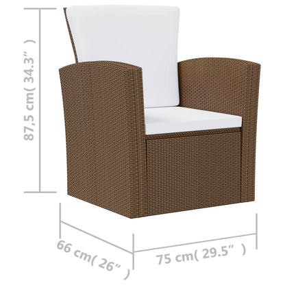 -Delige Loungeset Met Kussens Poly Rattan 8 Bruin