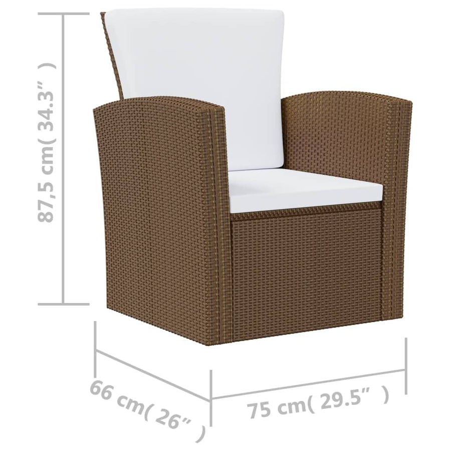 -Delige Loungeset Met Kussens Poly Rattan 8 Bruin