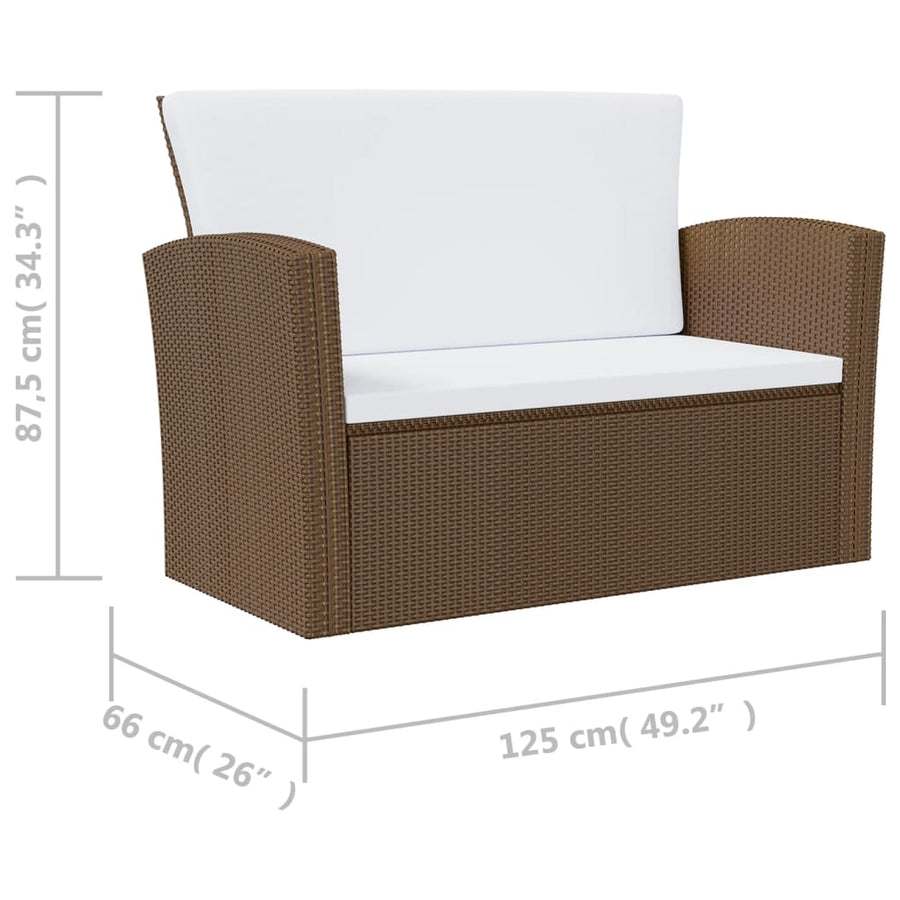 -Delige Loungeset Met Kussens Poly Rattan 8 Bruin