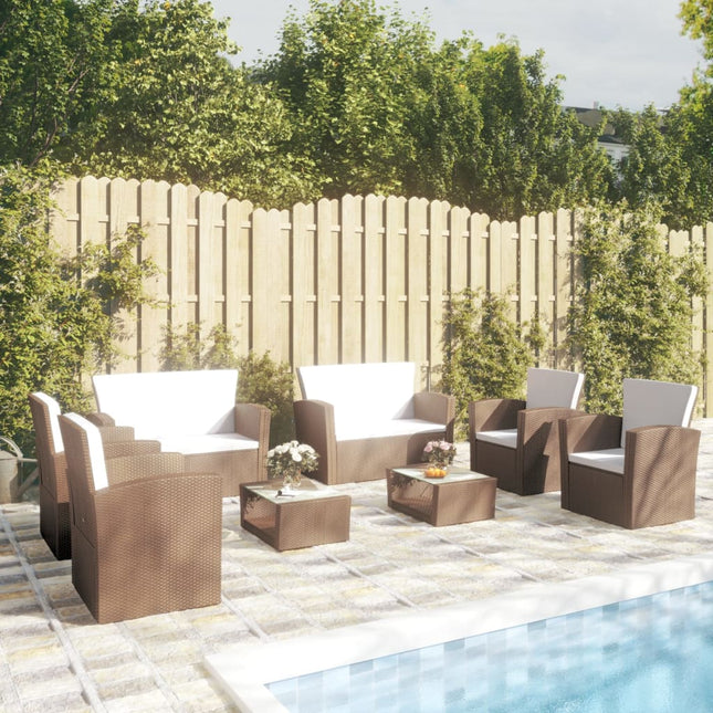 -Delige Loungeset Met Kussens Poly Rattan 8 Bruin