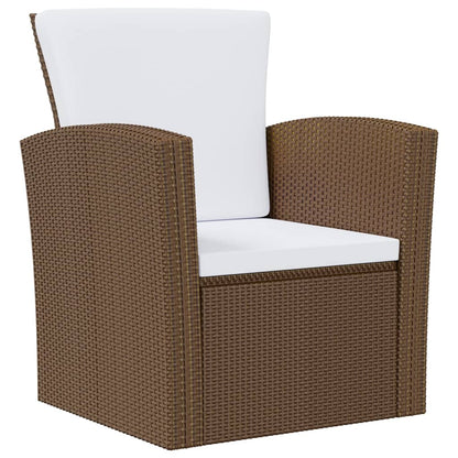 -Delige Loungeset Met Kussens Poly Rattan 16 Bruin