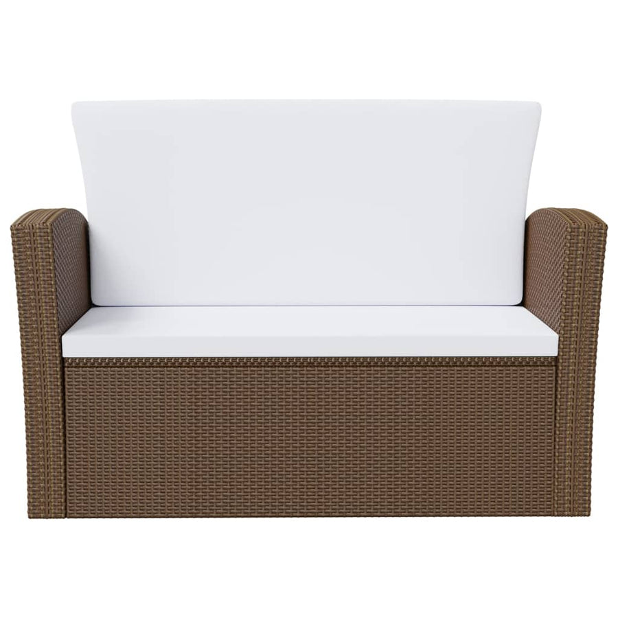 -Delige Loungeset Met Kussens Poly Rattan 16 Bruin