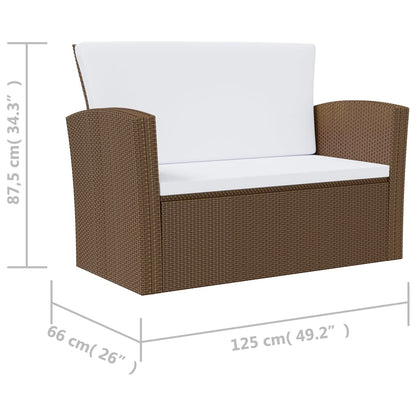 -Delige Loungeset Met Kussens Poly Rattan 16 Bruin