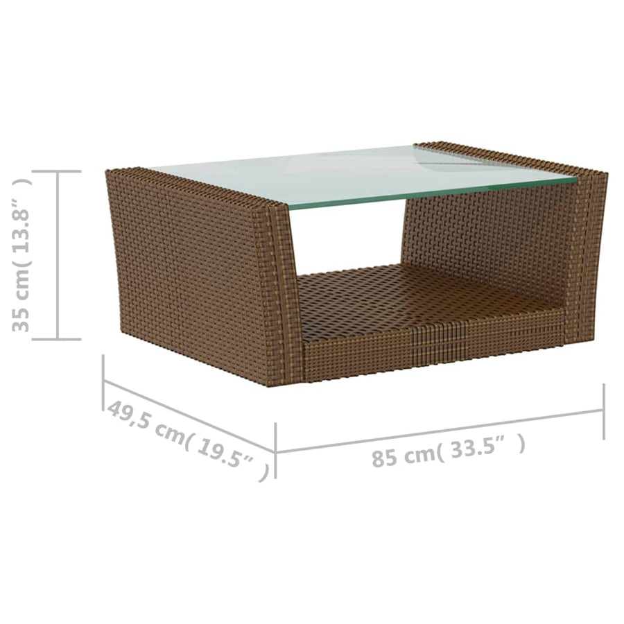 -Delige Loungeset Met Kussens Poly Rattan 16 Bruin