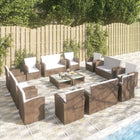 16-piece Lounge Set with Cushions Poly Rattan Brown