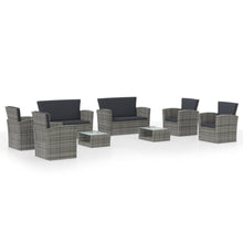 -Delige Loungeset Met Kussens Poly Rattan 8 Grijs