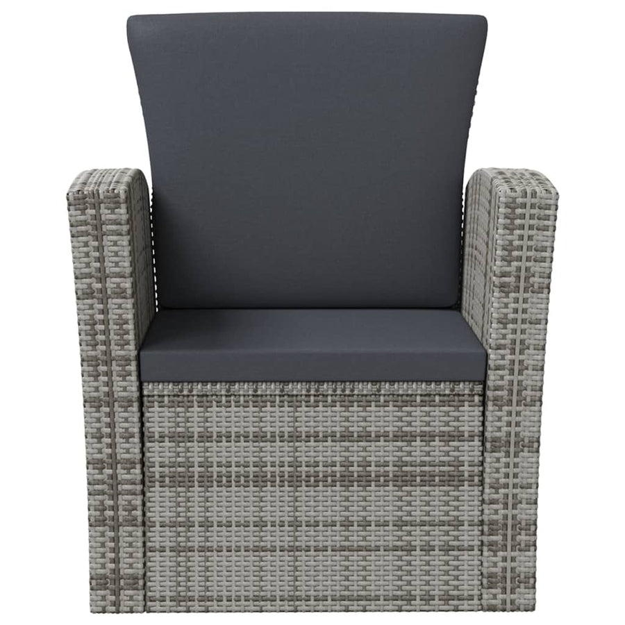 -Delige Loungeset Met Kussens Poly Rattan 8 Grijs