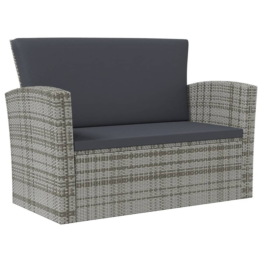 -Delige Loungeset Met Kussens Poly Rattan 8 Grijs