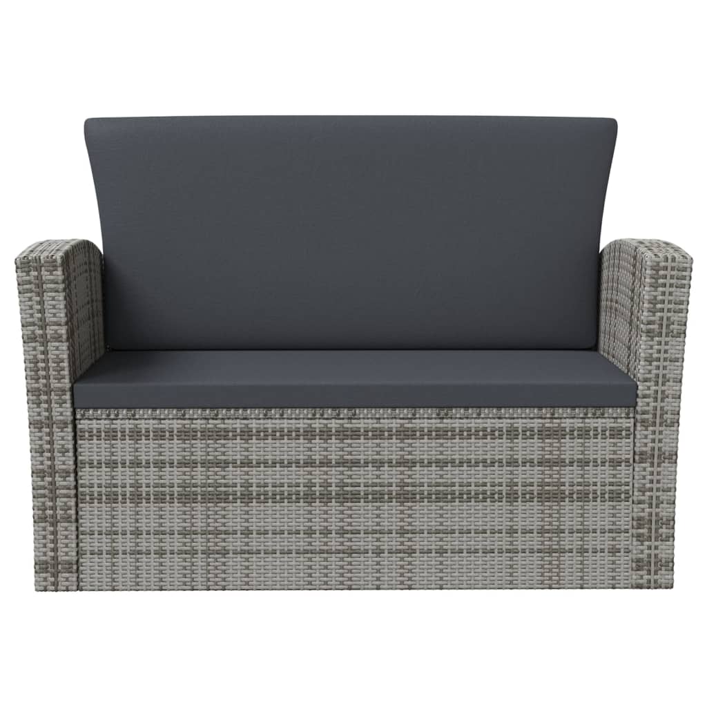 -Delige Loungeset Met Kussens Poly Rattan 8 Grijs