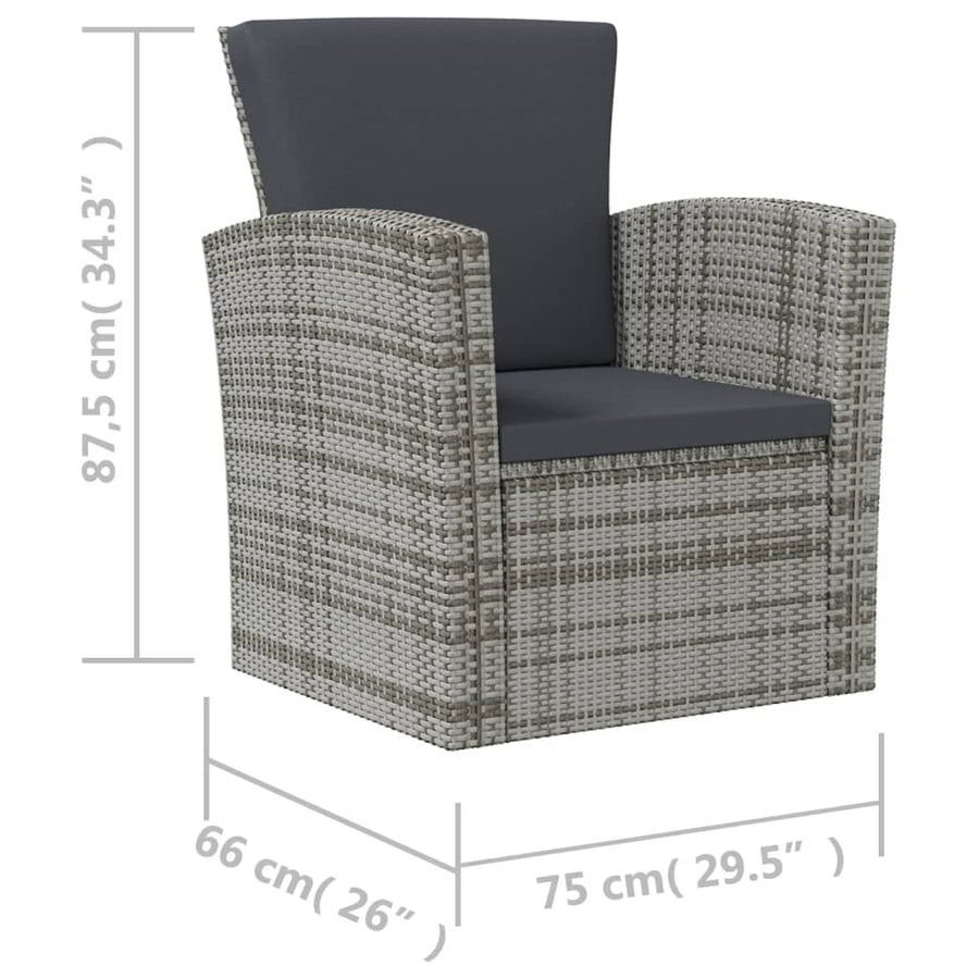-Delige Loungeset Met Kussens Poly Rattan 8 Grijs