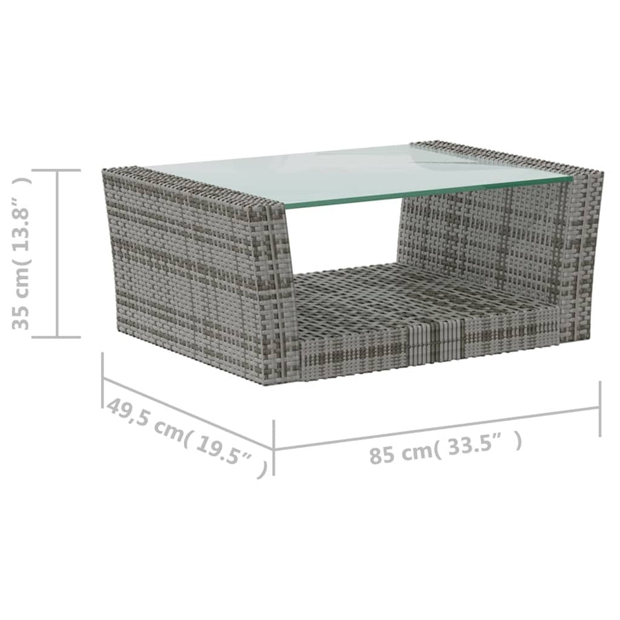 -Delige Loungeset Met Kussens Poly Rattan 8 Grijs