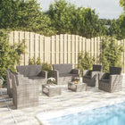 -Delige Loungeset Met Kussens Poly Rattan 8 Grijs