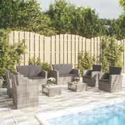 Loungeset 8-delig poly rattan grijs