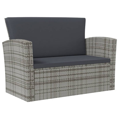 -Delige Loungeset Met Kussens Poly Rattan 16 Grijs
