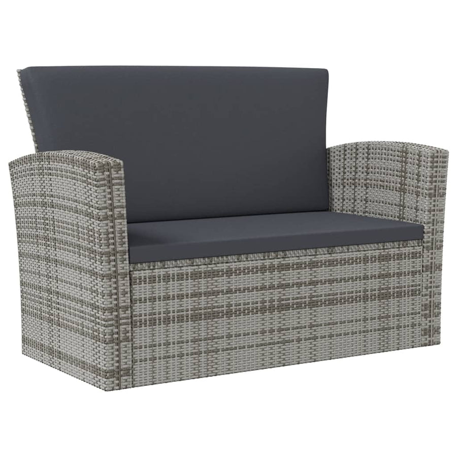 -Delige Loungeset Met Kussens Poly Rattan 16 Grijs