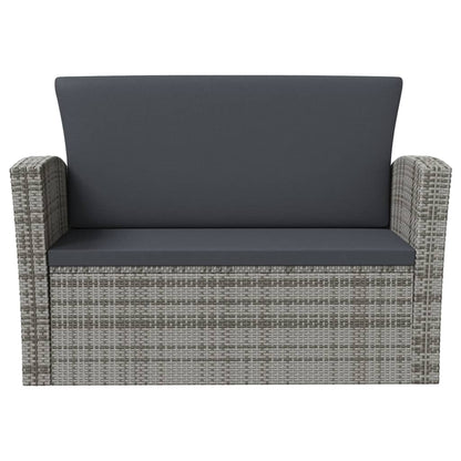 -Delige Loungeset Met Kussens Poly Rattan 16 Grijs