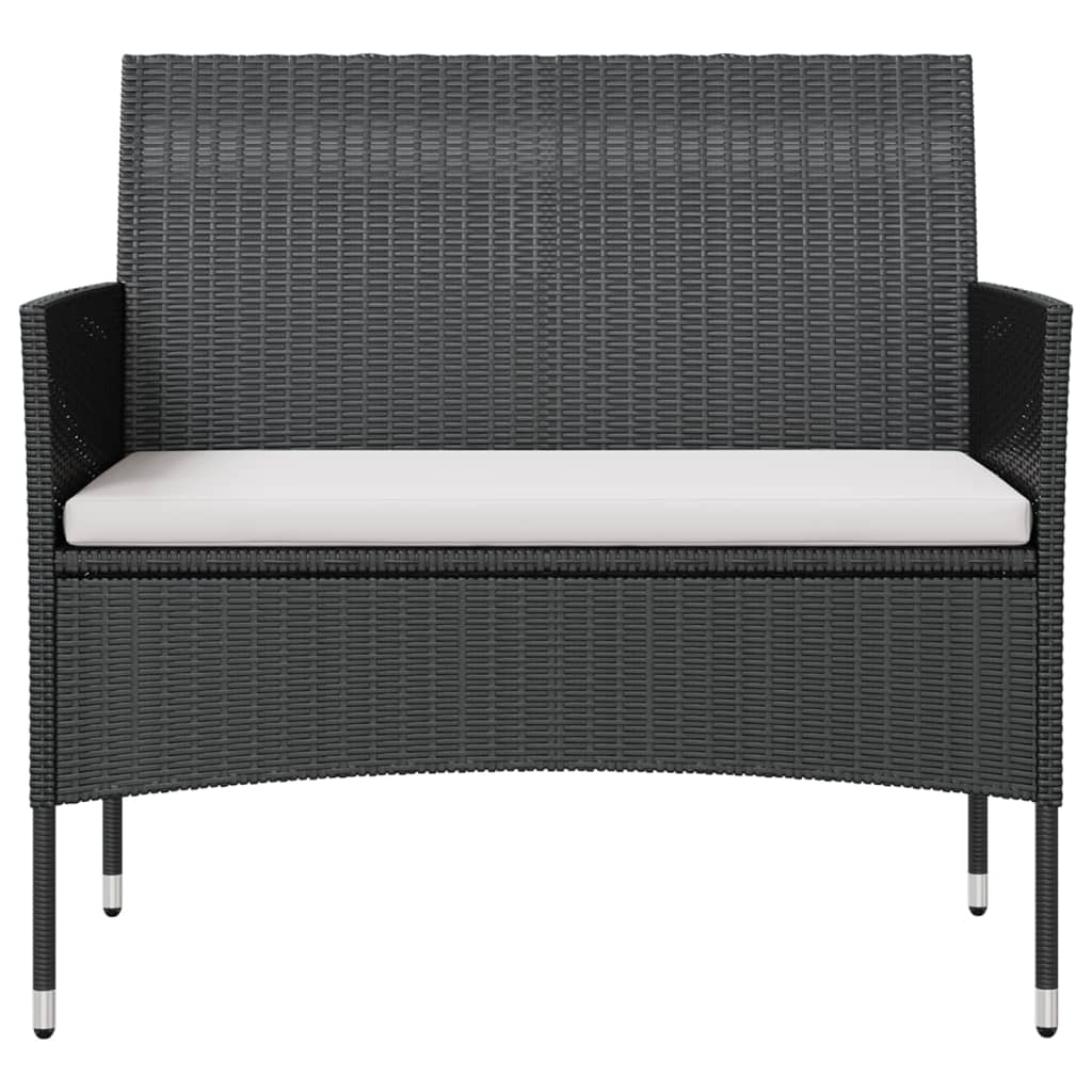 8-Delige Loungeset Met Kussens Poly Rattan Zwart Zwart en wit