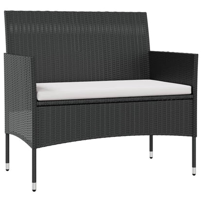 16-Delige Loungeset Met Kussens Poly Rattan Zwart Zwart en wit