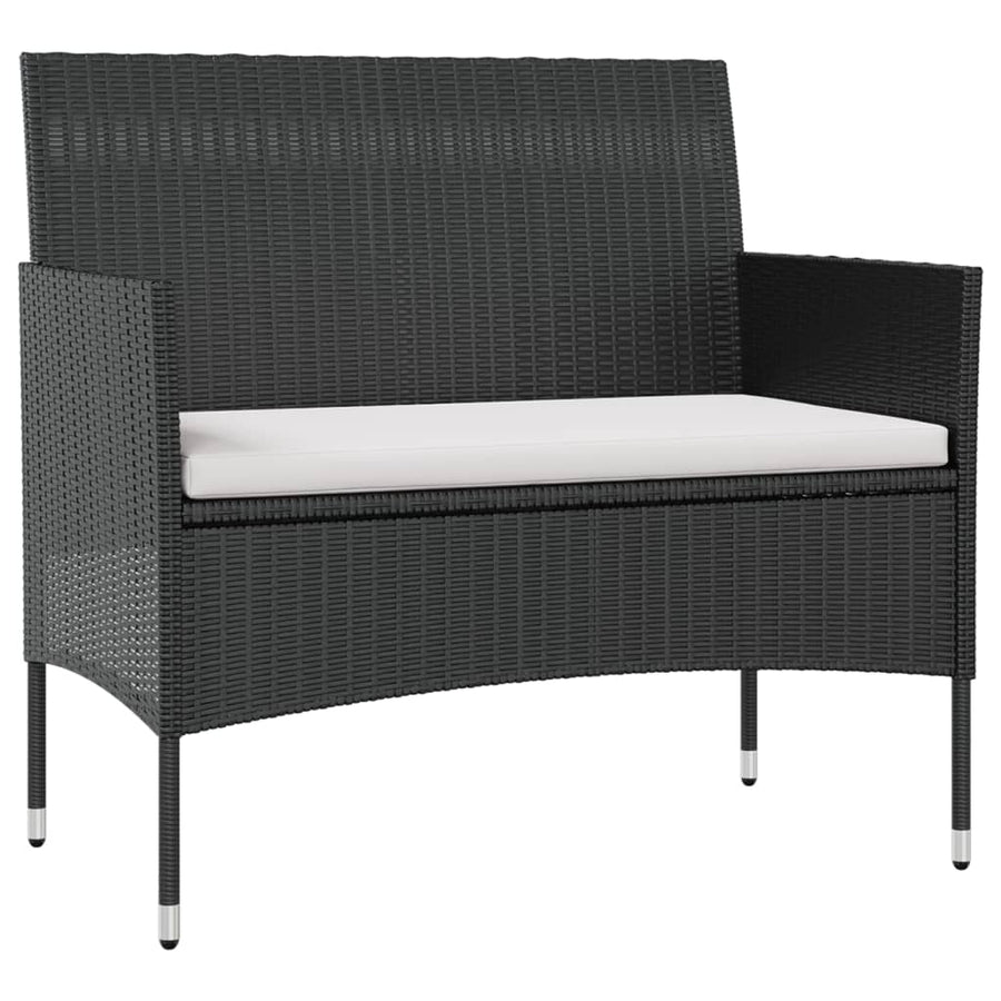 16-Delige Loungeset Met Kussens Poly Rattan Zwart Zwart en wit