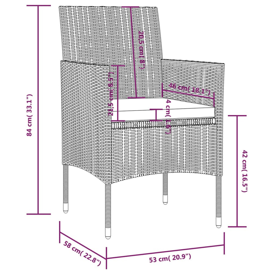 16-Delige Loungeset Met Kussens Poly Rattan Zwart Zwart en wit