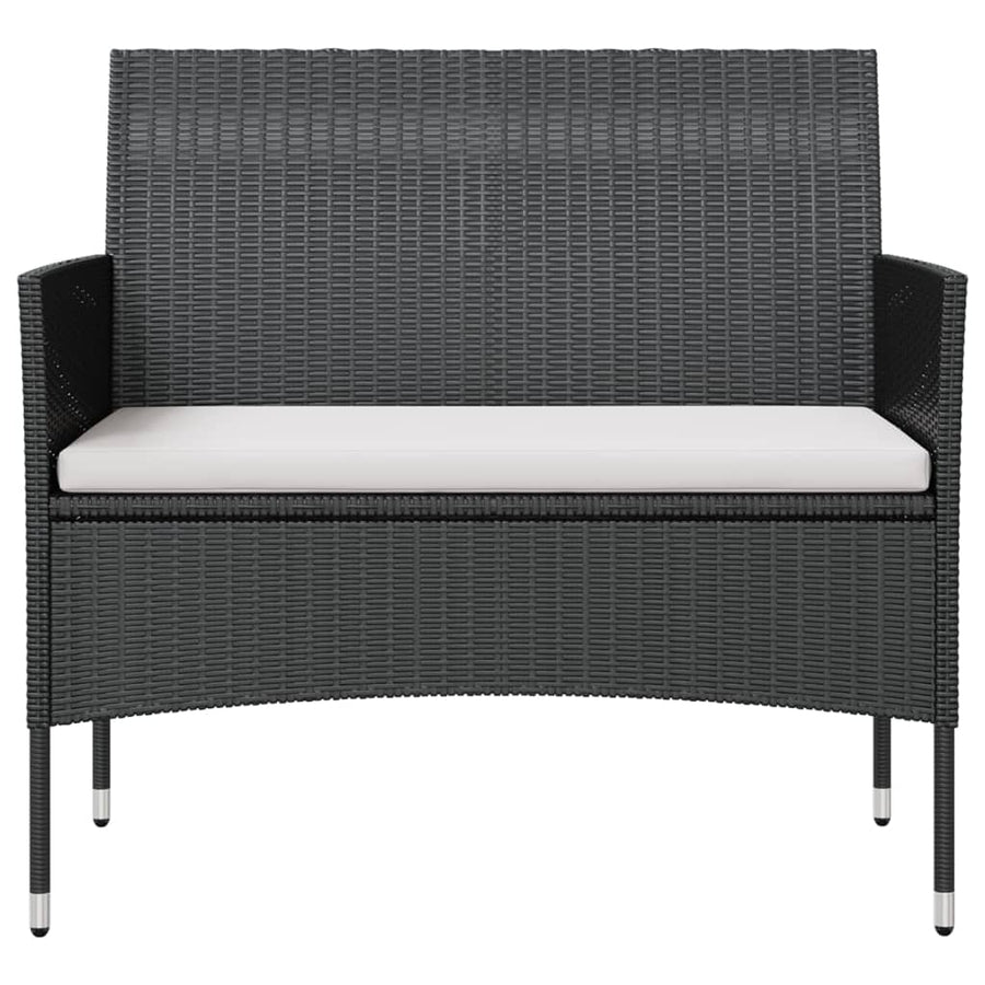 16-Delige Loungeset Met Kussens Poly Rattan Zwart Zwart en wit