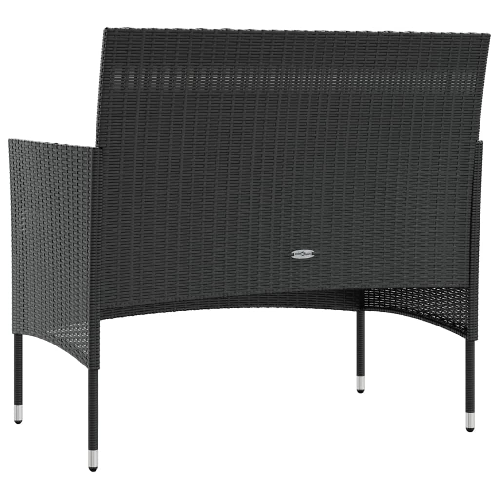 16-Delige Loungeset Met Kussens Poly Rattan Zwart Zwart en wit