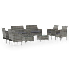 -Delige Loungeset Met Kussens Poly Rattan 8 Grijs