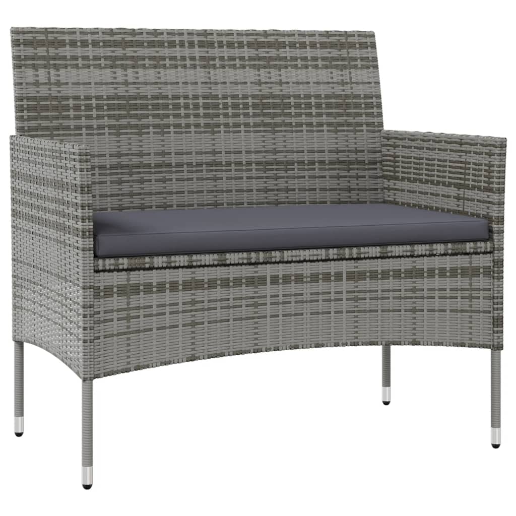 -Delige Loungeset Met Kussens Poly Rattan 8 Grijs