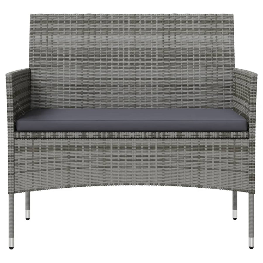-Delige Loungeset Met Kussens Poly Rattan 8 Grijs