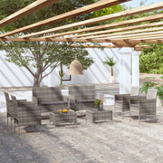 Loungeset 8-delig poly rattan grijs