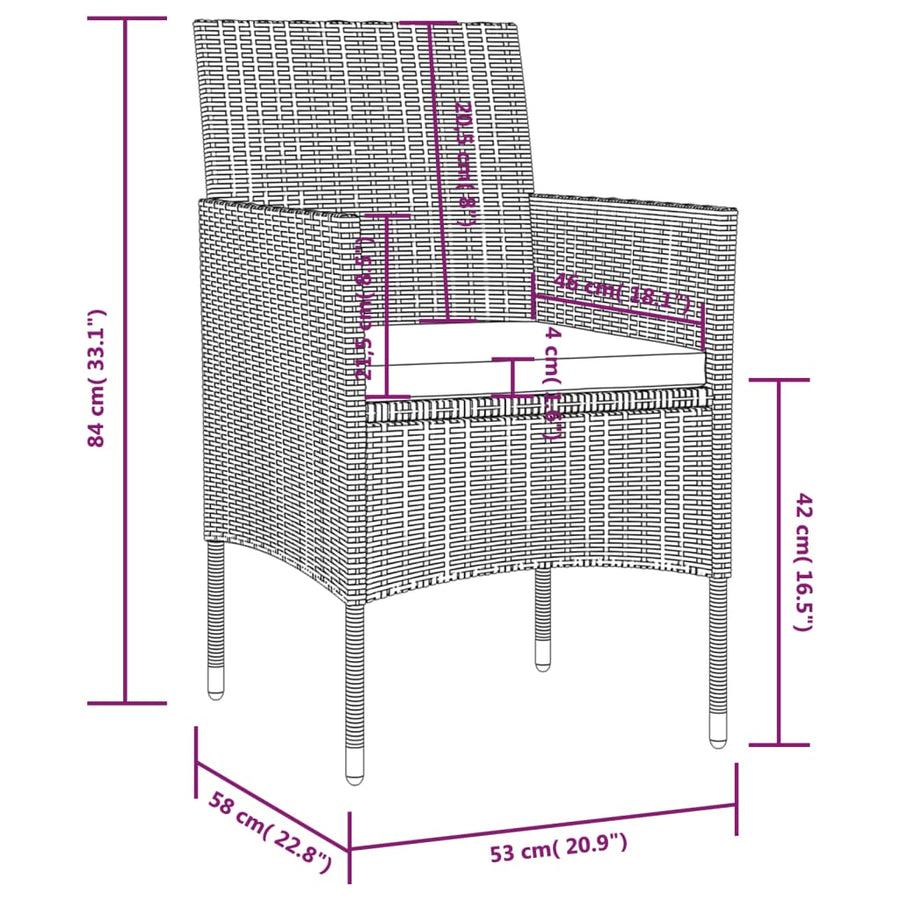 -Delige Loungeset Met Kussens Poly Rattan 16 Grijs