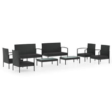 Loungeset Met Kussens Poly Rattan 8 Zwart