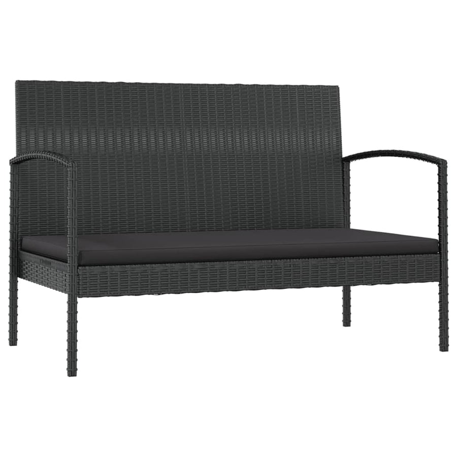 Loungeset Met Kussens Poly Rattan 8 Zwart