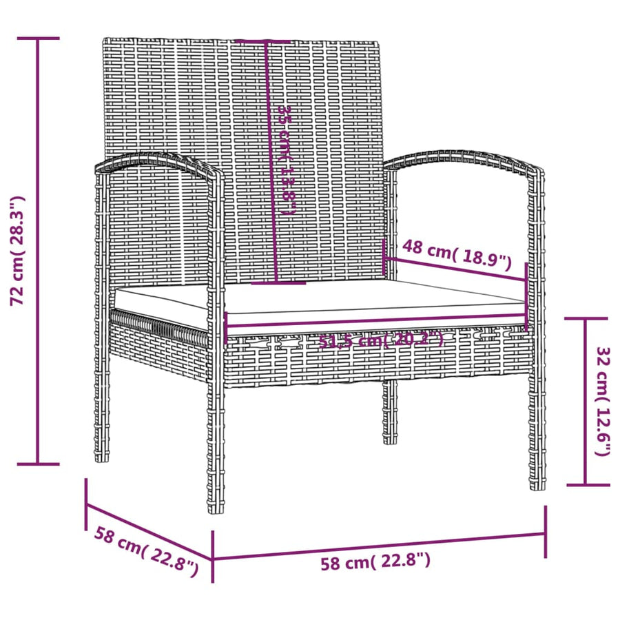 Loungeset Met Kussens Poly Rattan 8 Zwart